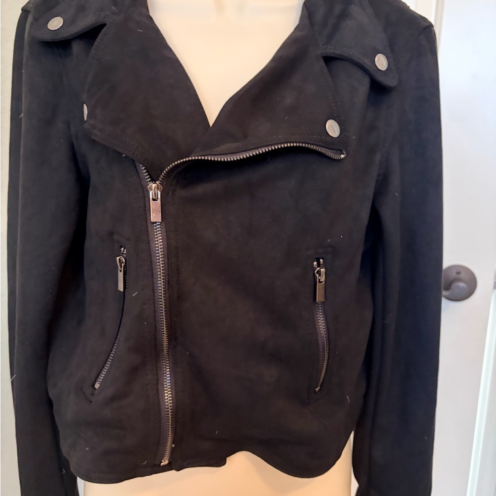Classic Black faux suede Moto Jacket
